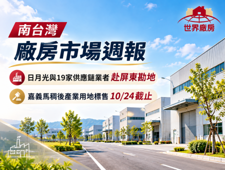 南台灣廠房市場週報｜日月光供應鏈赴屏東勘地，嘉義馬稠後標售進入最後階段
